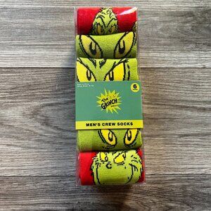 Grinch Dr. Seuss Men’s Crew Socks 6-Pack Size 8-12 Casual Stretch Socks